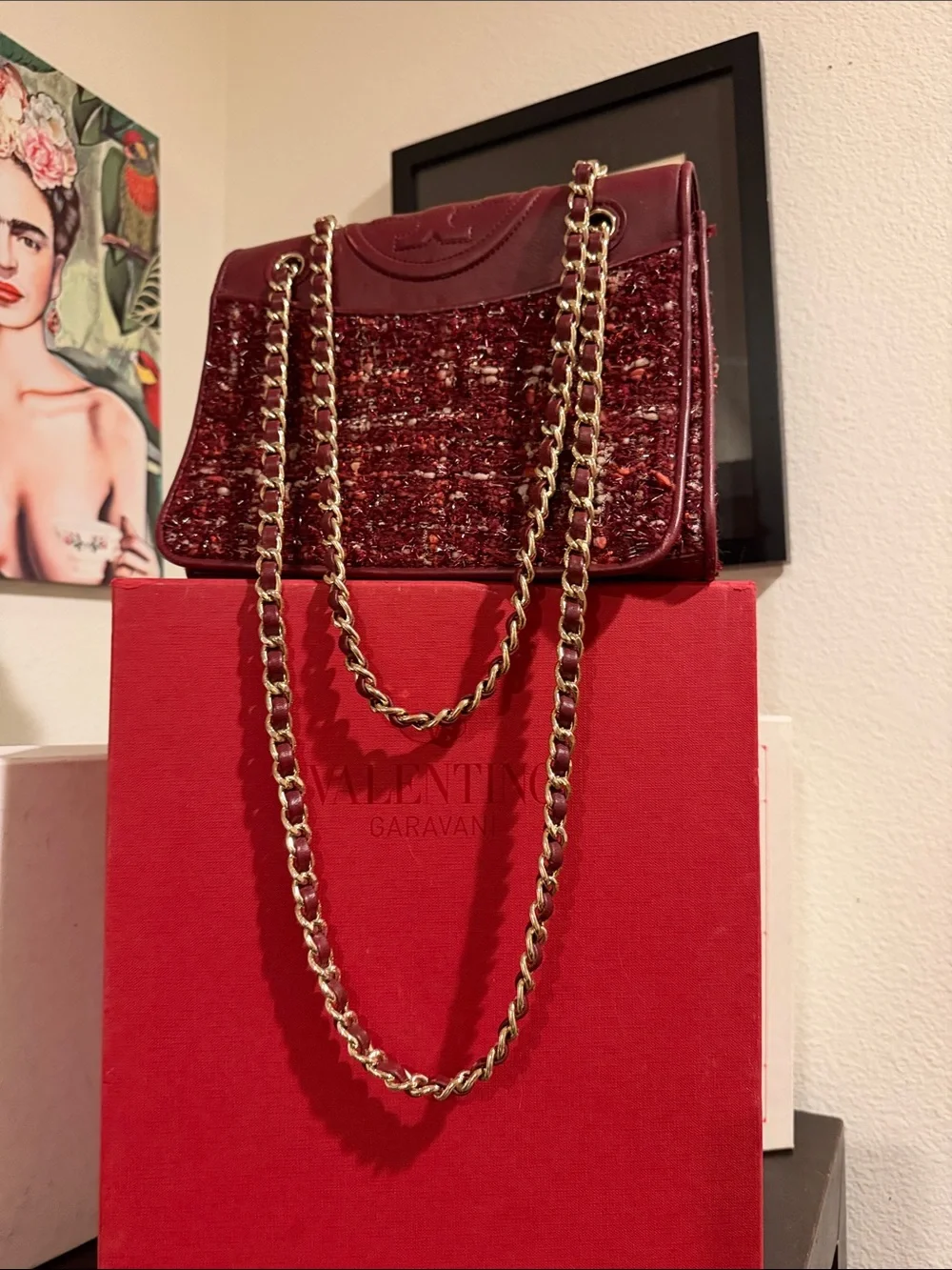 Red agatate tweed Fleming leather in never worn. Spotless interior and exterior!